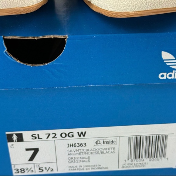 Adidas NWB SL 72 OG Unisex Sneakers Silver Metallic with Black, 8 Women / 7 Men - Picture 11 of 11